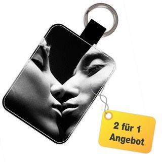 Leder Schlüsselanhänger mit Foto eines Paares und Angebot
