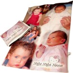 Fotodecke bedruckt mit einer Collage aus Babyfotos