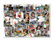 Fotocollage verschiedener Kinderfotos auf einem Poster
