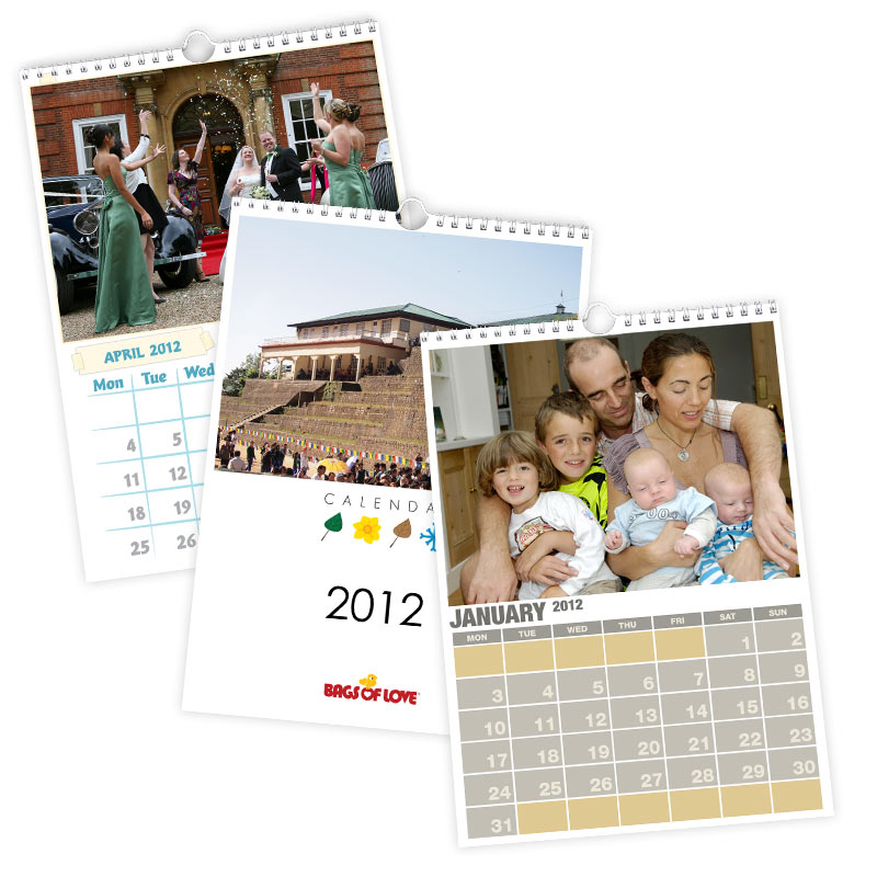 Fotokalender gestalten aus eigenen Fotos und Text, drei verschiedene Fotokalender