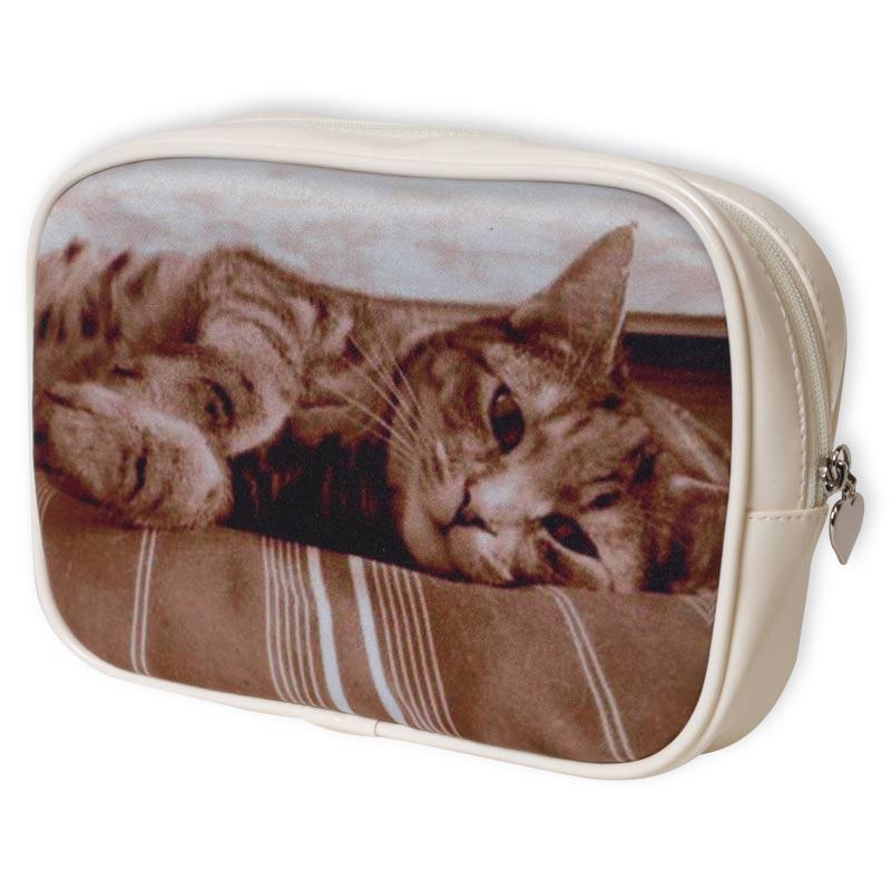 Mr. & Mrs. Panda Schminktasche 'Katze Sitzen' – Große Transparente Tasche Mit Katzenmotiven, Größe XL