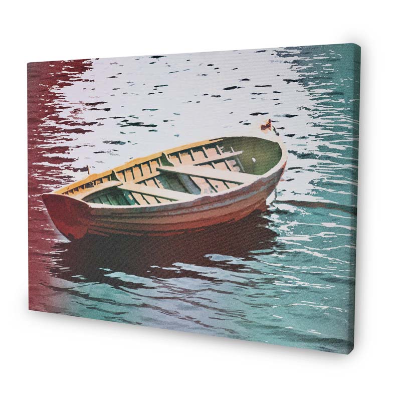 Leinwand bedruckt mit Foto eines Bootes auf See