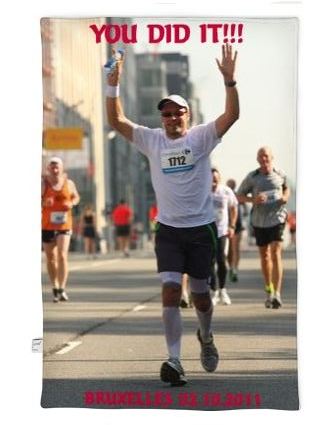 Fleecedecke bedruckt mit einem Foto eines Marathonläufers