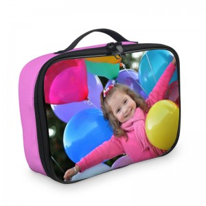 Pinke kleine Foto Kühltasche mit Mädchen mit Luftballons