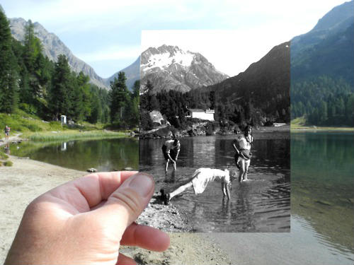 dear photograph Foto von Kindern am See vor Berg