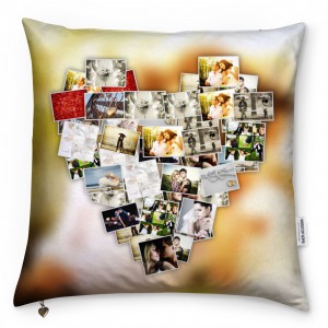 Kissen mit Herzcollage